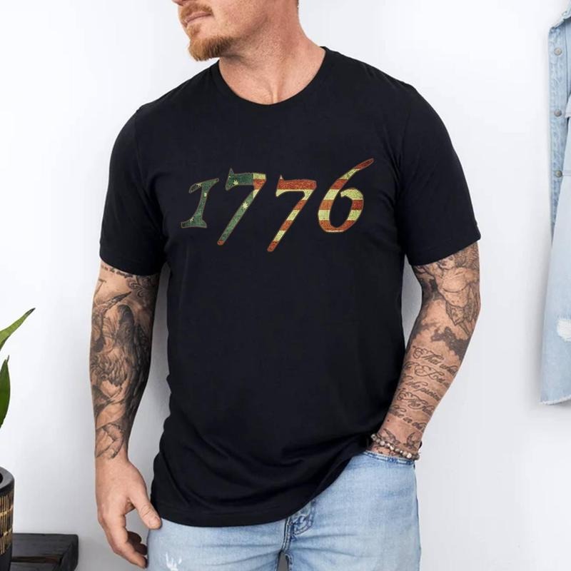 1776 Declaration Independence US Flag Cotton Short Sleeve Size S 3XL T-Shirts, Hoodie, Sweatshirt