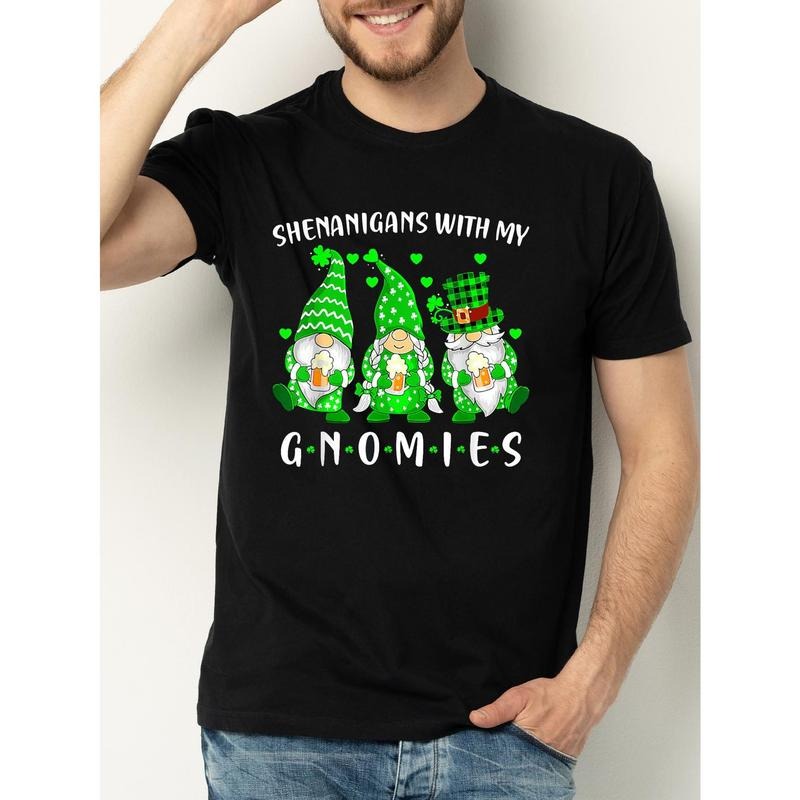 180g Men'S Cotton Playful Graphic Tee for Men, Celebrate Love This Valentine'S Day, Cute Shenanigans With My Gnomies St....