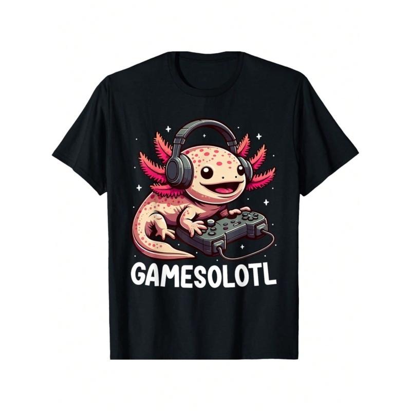 1pc Gamesolotl Axolotl Video Gamer Kawaii Anime Gifts Boys T-Shirt Gifts For Men Boy Family YYQ 180g Hoodie, Sweatshirt