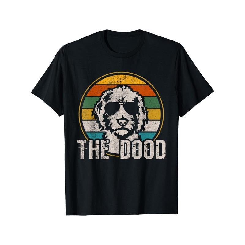 1pc Goldendoodle The Dood Vintage Retro Print T-Shirt, 100% Cotton, Casual Style, Unisex, Round Neck, Knit Fabric, All Seasons, 180g - Perfect Christmas Gift for Dog Lovers made in usa