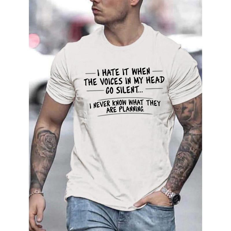 1pc Men'S Casual Crew Neck T-Shirt, 100% Cotton Knit Fabric with Slight Stretch, Summer Fashion Printed Tee with...
