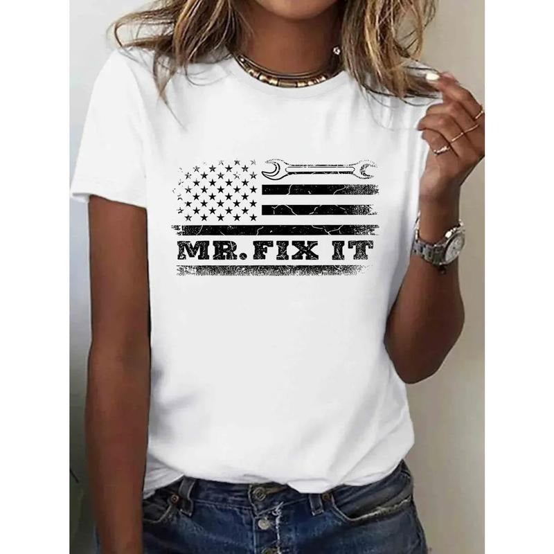 1pc Patriotic American Flag T-Shirt for Women