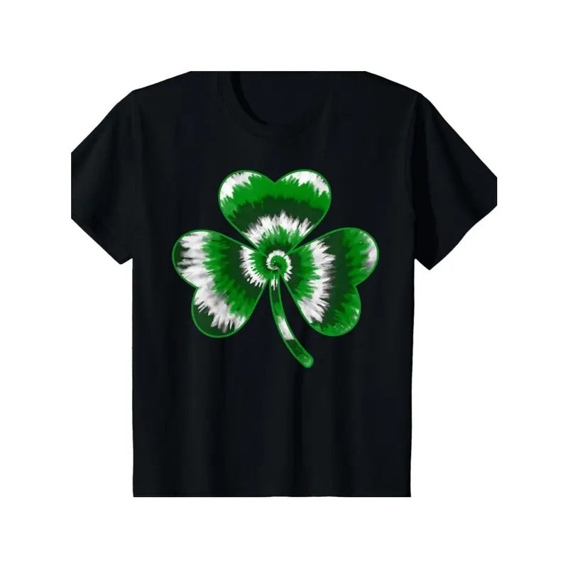 1pc St Patrick'S Day Men'S T-Shirt - 100% Cotton Tie-Dye Shamrock Graphic Tee, Comfort Fit Crew Neck, Sports Style,...