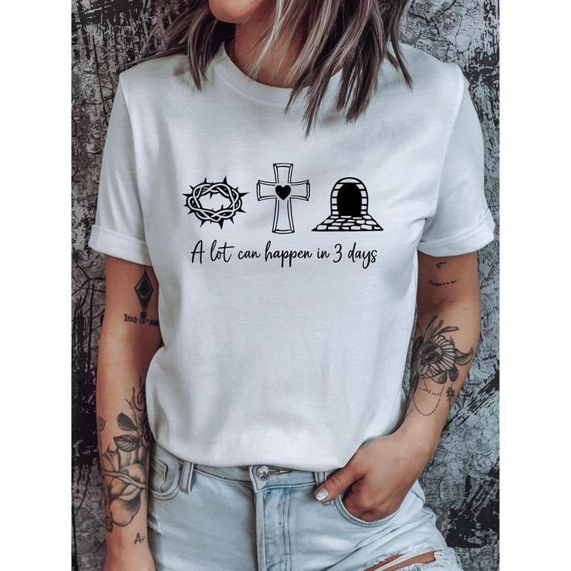 1pc Women's Casual Short Sleeve T-Shirt