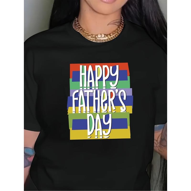 1pc Women's Plus Size Happy Father's Day T-Shirt