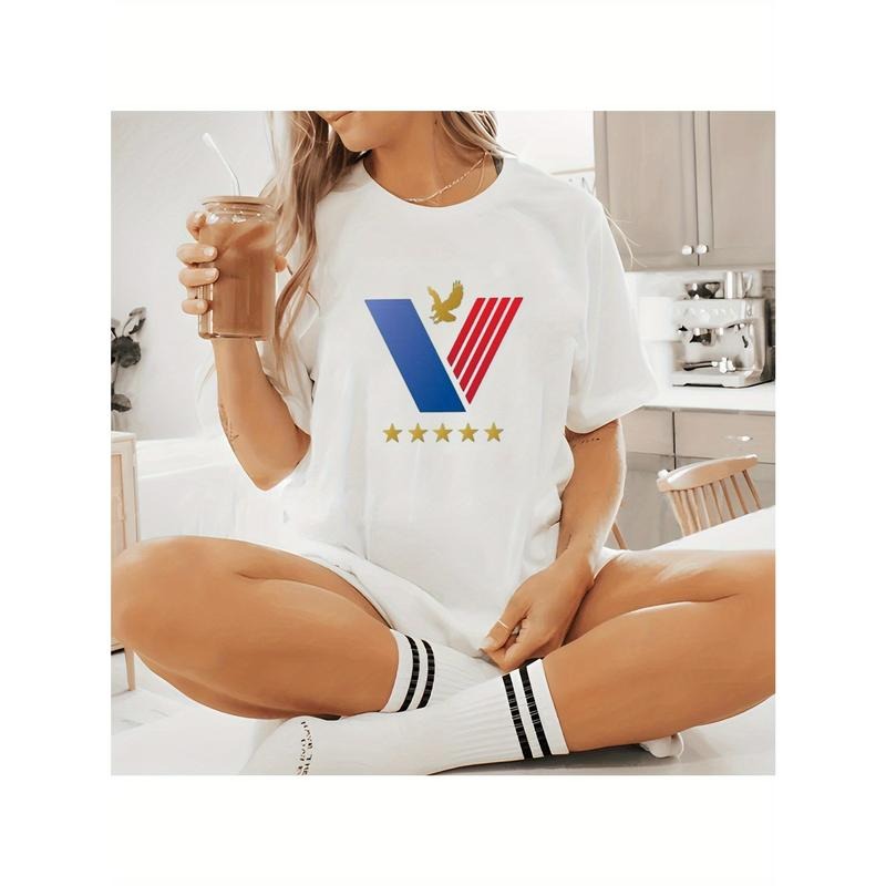 1pc Women's Vintage Patriotic T-Shirt
