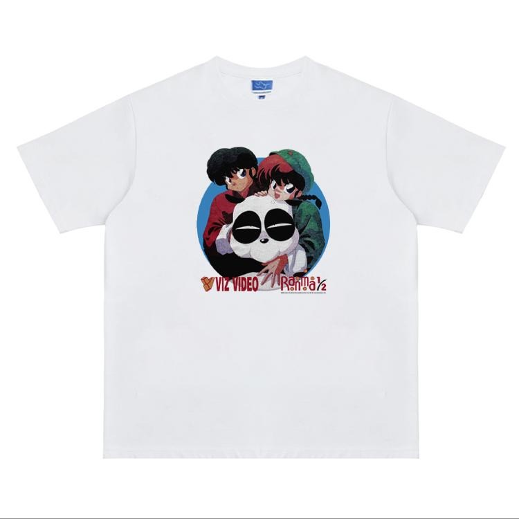 Ranma 1/2 "Dual Form Portrait" Heavyweight Vintage Tee 100% Cotton OVERSIZED Anime T-shirt Menswear Top Crew Necks Tshirt Casual Streetwear White Crewneck Tropical Shortsleeve