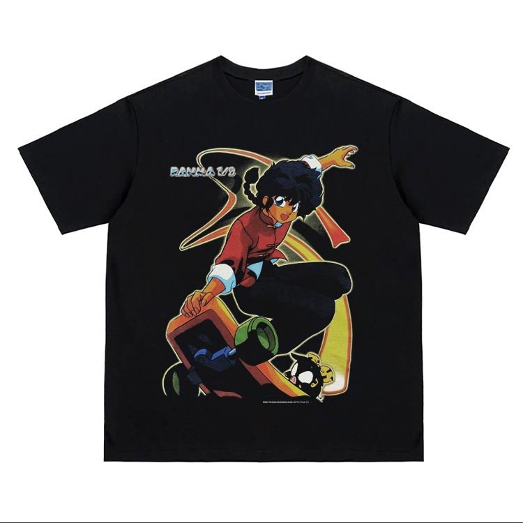 Ranma 1/2 "Skateboard" Heavyweight Vintage Tee 100% Cotton OVERSIZED Anime T-shirt Menswear Top Crew Necks Tshirt Casual...