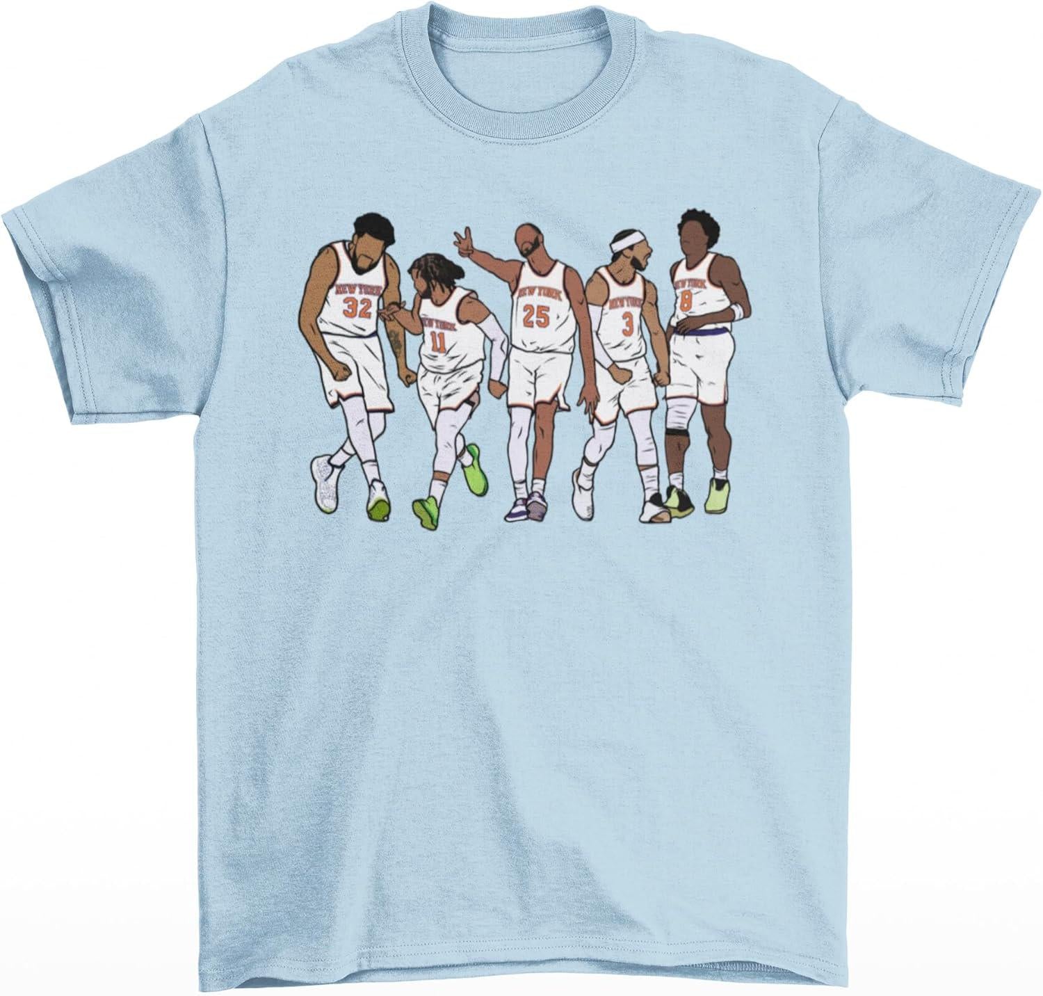 Ny Basketball Starting Brunson Towns Bridges Hart Anunoby Retro Tee (3)