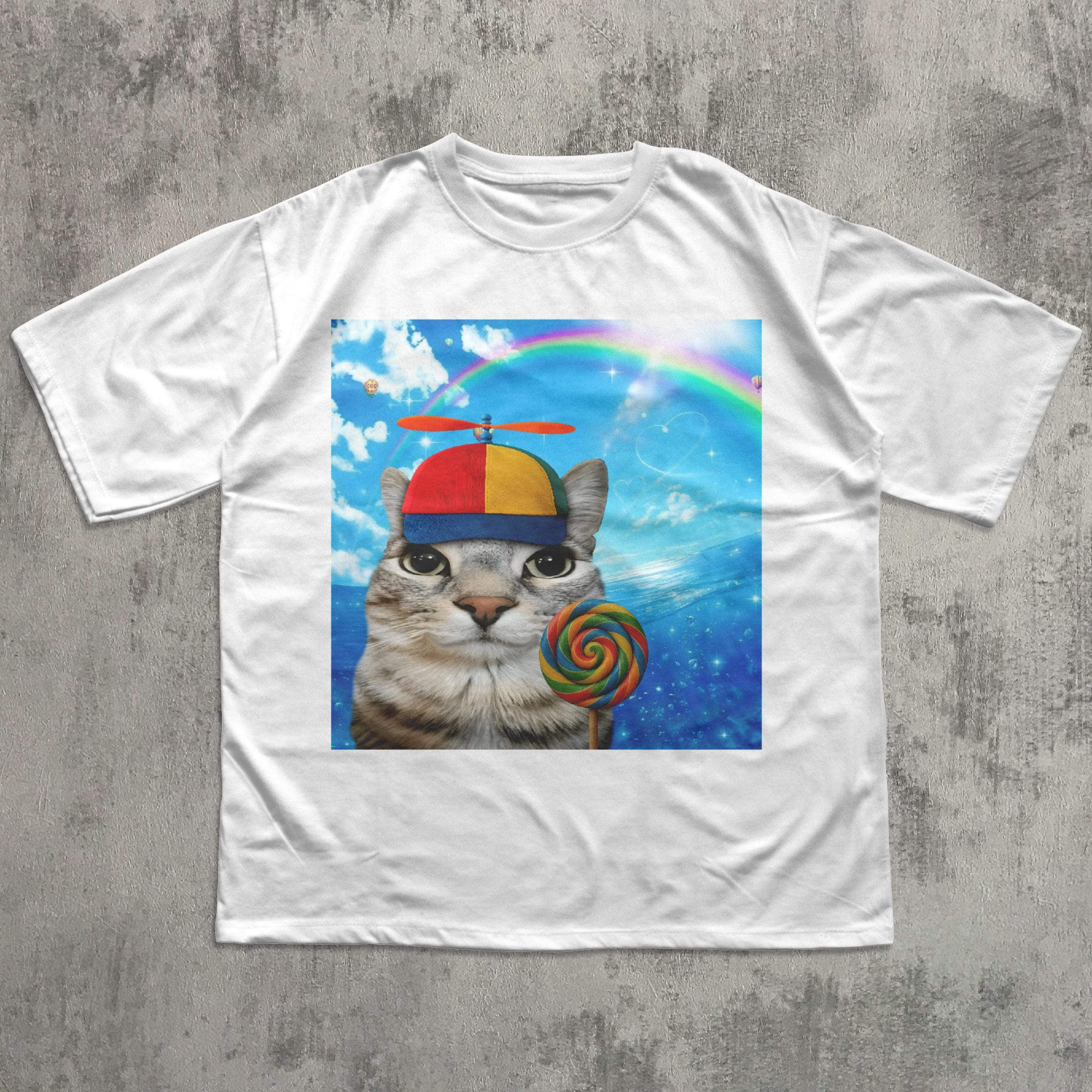 Happy Cat Dreamcore Cats Brainrot Meme Tee Silly Kitten Tee Cat Lover Weird Tees Gen Humor (3)