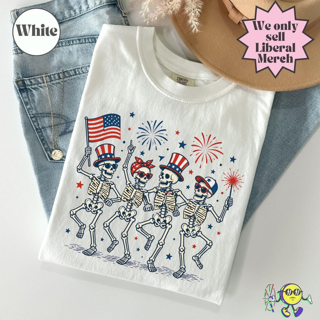 Subtle Fuck Trump Skeleton Liberal Fourth July Kings America Anti Fascism Resistance Leftist Semiquincentennial Fdt Tee (3)