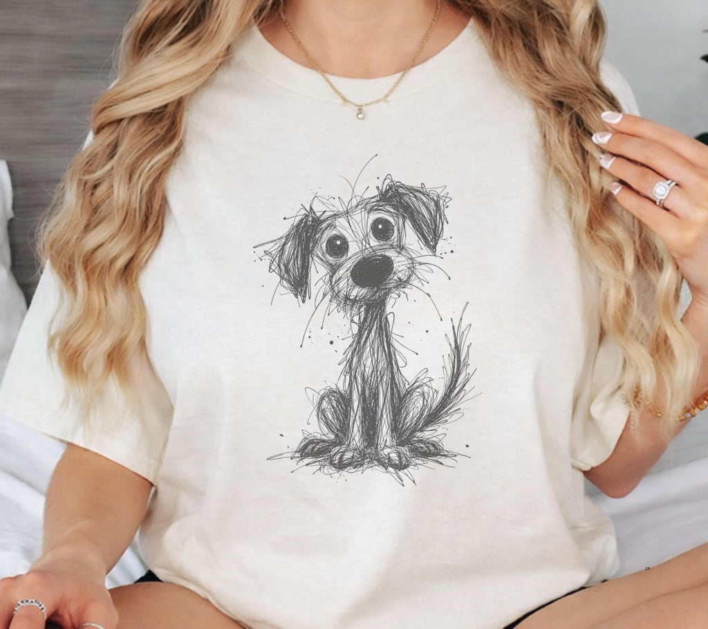 Comfort Colors Puppy Doodle Scribble Dog Sketch Tee Line Art Dog Dog Lover (3)
