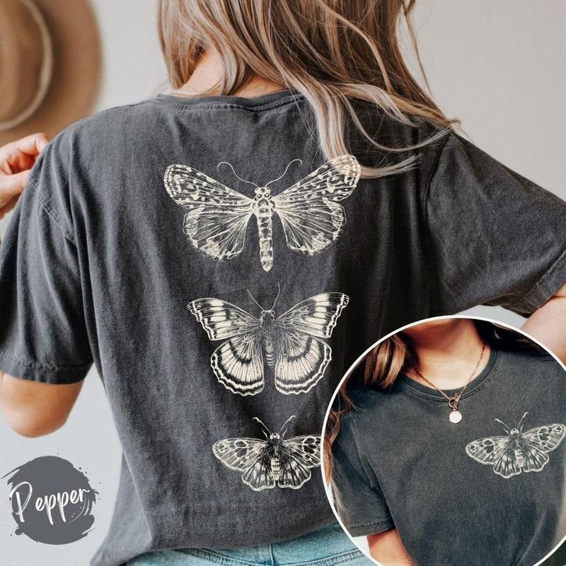 2 Sided, Moth shirt 100 percent cotton t-shirt cottagecore tshirt goblincore clothes design on back dark academia boho...