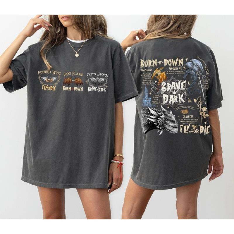 2 Sides Fourth Wing Dragon Rider Shirt, Riders Quadrant Shirt, Basgiath Shirt, Dragon Rider Adult Kids Shirt Hoodie,...