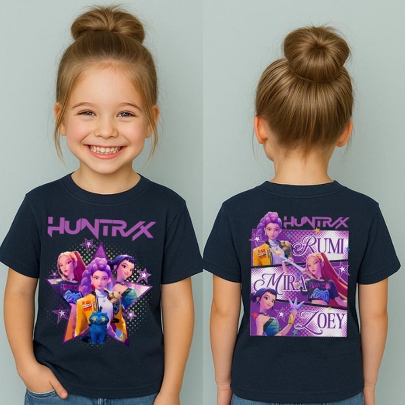 2 Sides Kpop Huntrix Unisex T-Shirt, Kpop Demon Hunters T-Shirt, Kpop Huntrix Tee, Mira, Rumi, Zoey, Derpy Tiger Tee,...