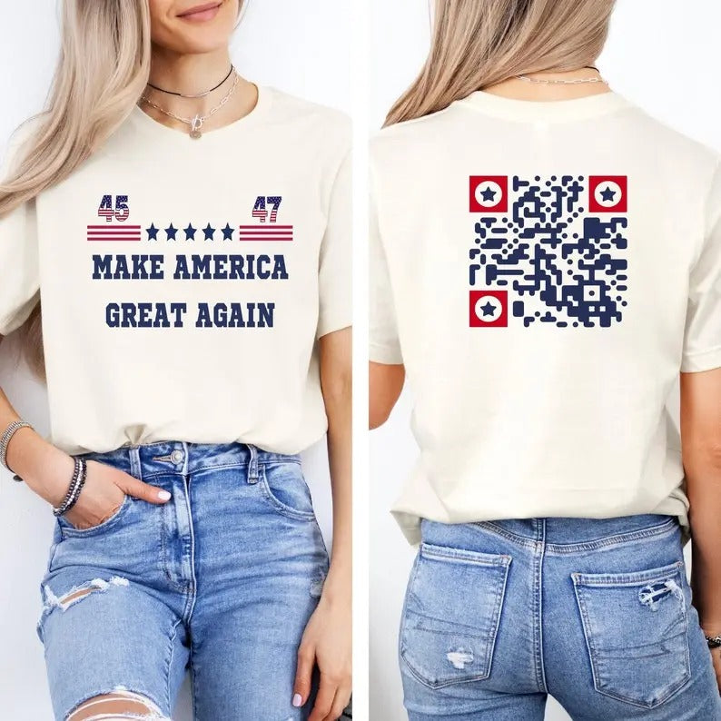 2 Sides Trump YMCA QR Code Dance Unisex Tee, Funny President Trump T-Shirt, Patriotic T-Shirt, Gifts, Gift For Her, Gift...