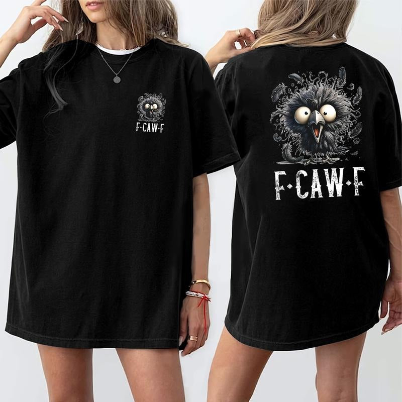 [2 sides]Fcawf Crow Shirt, Funny Crow Meme Hoodie, Fcawf Halloween Tee Sweatshirt | HypeDripTees.com