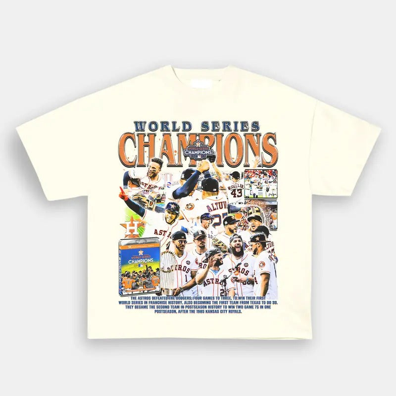 2017 WORLD SERIES CHAMPS- Vintage baseball Graphic Tee- Vintage baseball Graphic T-Shirt PGA Masters The Open Golf Casual...