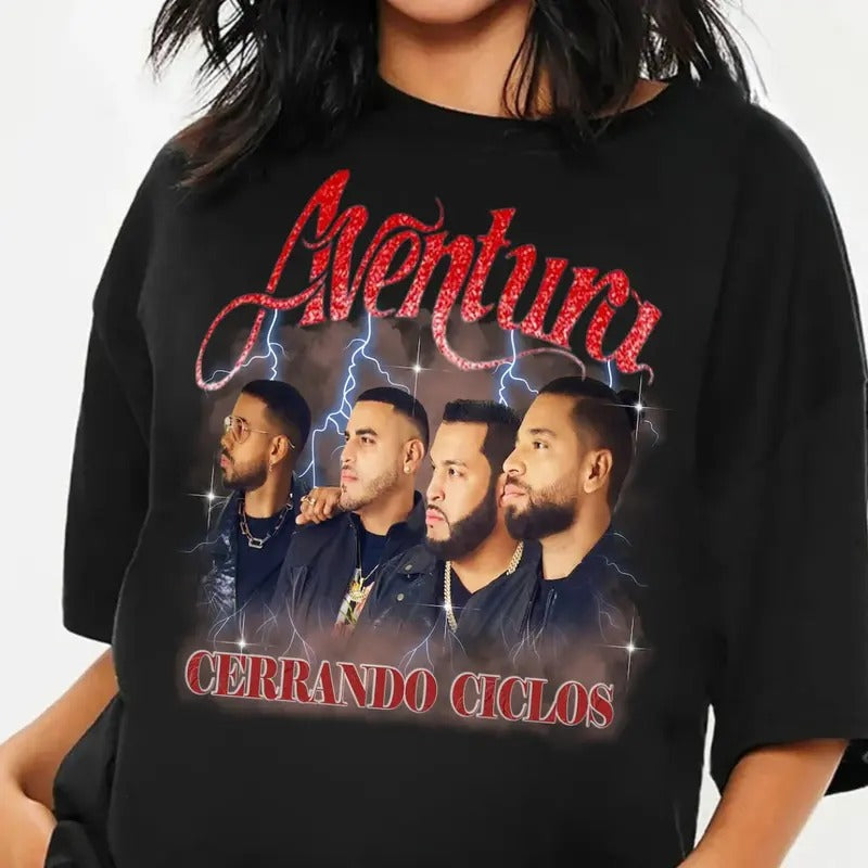 2024 Aventura Tour Concert, Bachata, Cerrando Ciclos, Graphic T-Shirt Merch Unisex Garment-Dyed T-shirt Menswear Top...