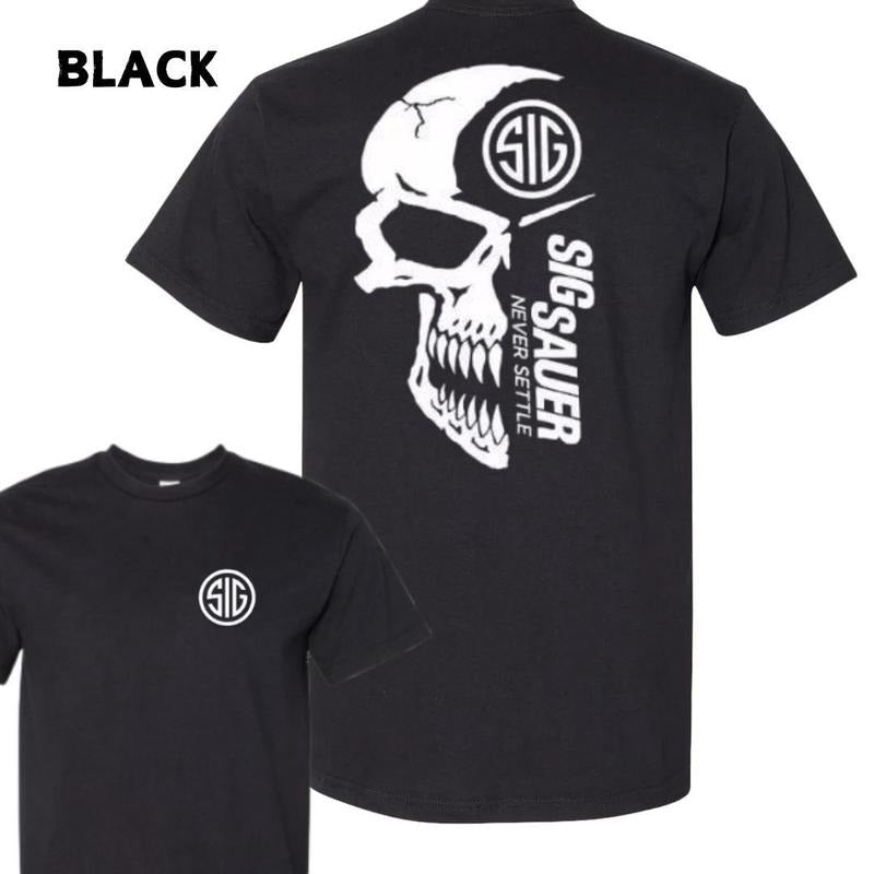 2024 Summer Men's Sig Sauer Never Settle T-shirt - Army Military Nature Hunting Enthusiast Outfit Gift For Men And Women Dad Cotton