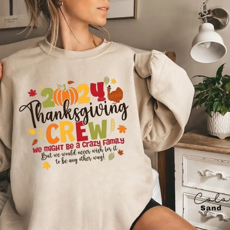 2024 Thanksgiving Crewneck Shirt, Sweatshirt, Hoodie Matching Thanksgiving Family | HypeDripTees.com