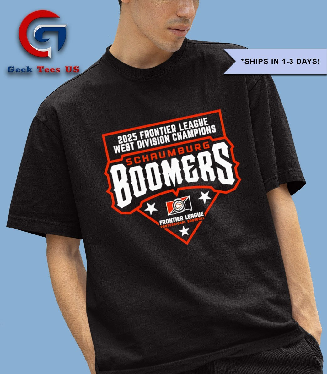 2025 Frontier League West Division Champions Schaumburg Boomers baseball logo T-shirt