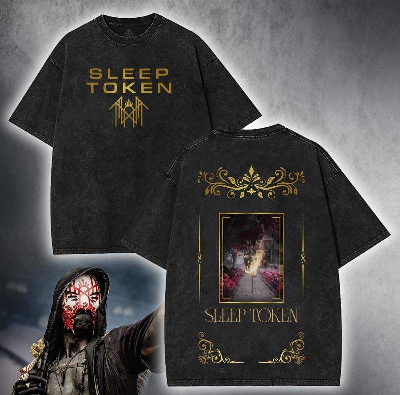 2025 Limited Sleep Token merch Unisex Rock Band Washed Tshirt Hoodie, Sweatshirt | HypeDripTees.com