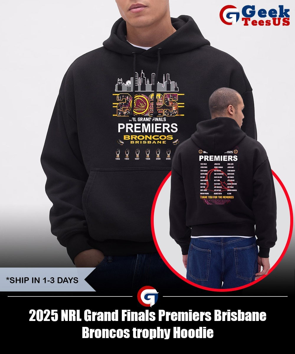 2025 NRL Grand Finals Premiers Brisbane Broncos trophy shirt