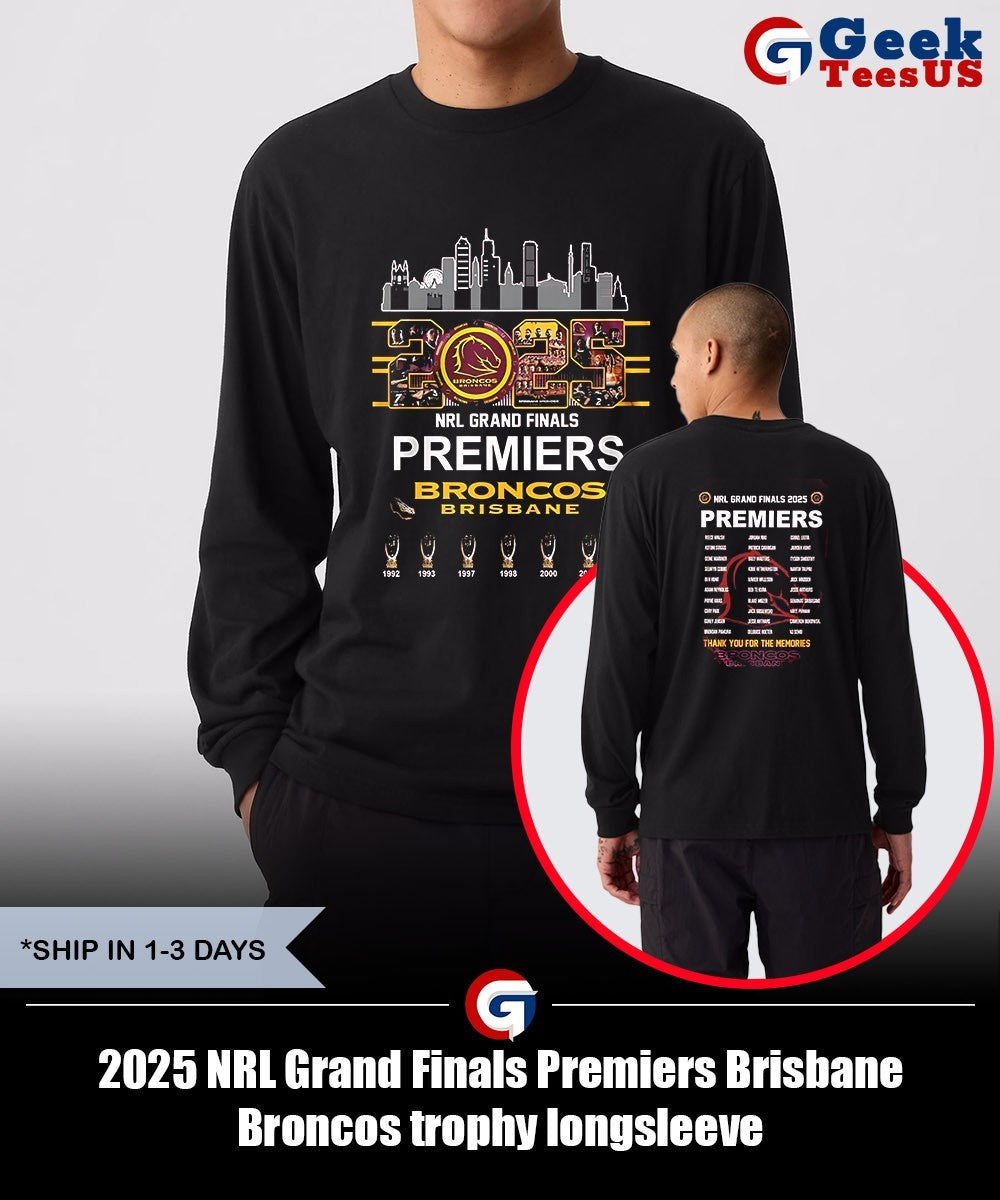2025 NRL Grand Finals Premiers Brisbane Broncos trophy shirt