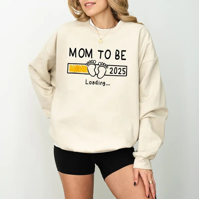 2025 Pregnancy Announcement Couple Sweatshirt, Baby Loading, Mom To Be T-Shirts, Baby Shower Tees, Pregnancy Shirts,...