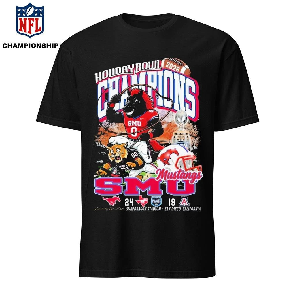 2026 Holiday Bowl Champions SMU Mustangs 24-19 Score Vintage Mascot Shirt