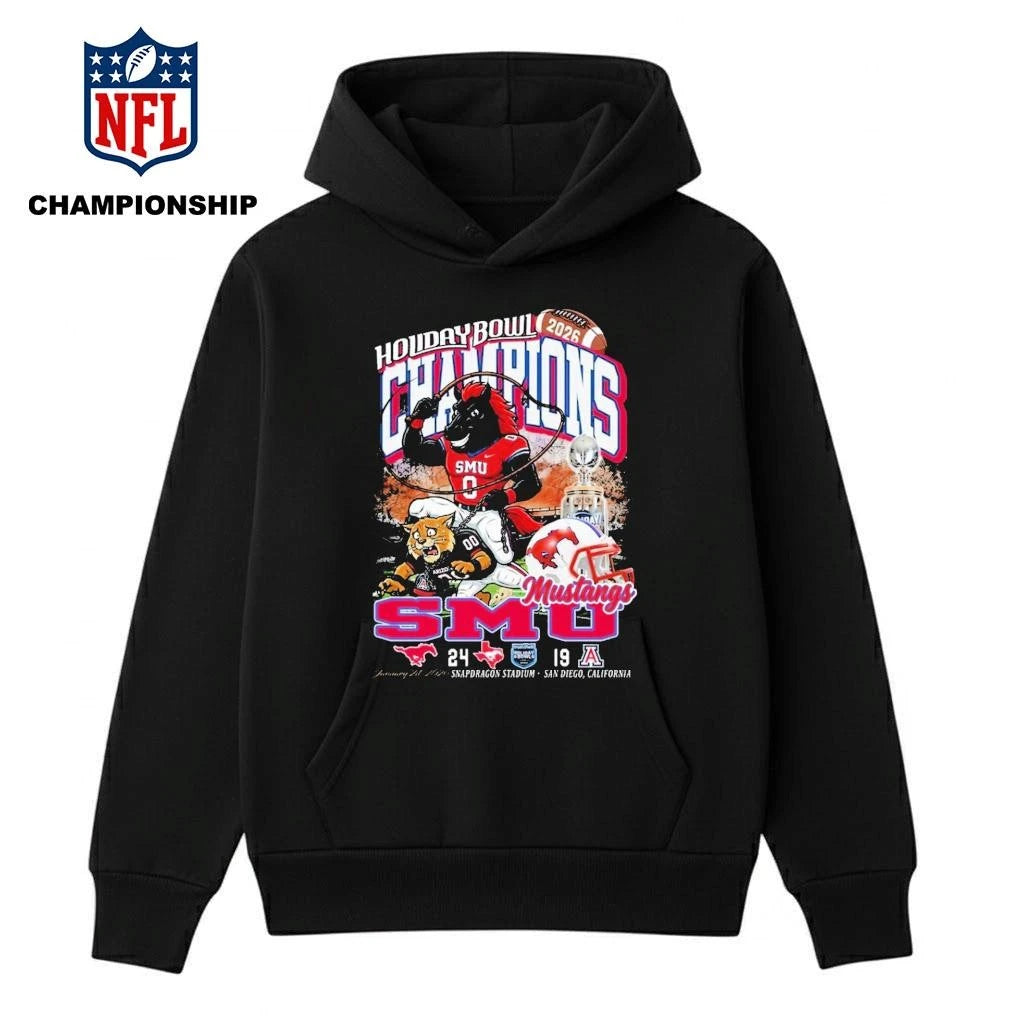 2026 Holiday Bowl Champions SMU Mustangs 24-19 Score Vintage Mascot Shirt