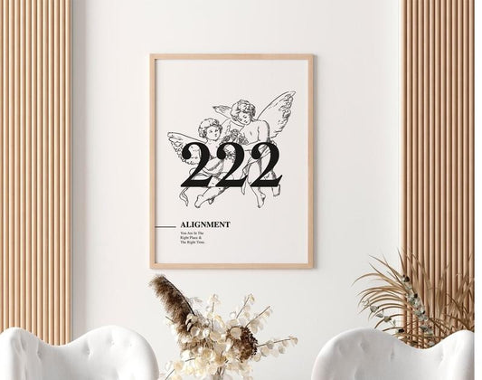 222 Angel Number Poster, Angel Number Print, Trendy Wall Art Print, Alignment, Manifestation Energy, Spiritual Poster, Poster Prints No Frame, Gifts For Men Women Wall Art, Wall Art Home Decor, Big Wall Art, Gifts For Birthday Decoration Artwork