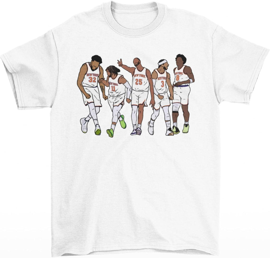 Ny Basketball Starting Brunson Towns Bridges Hart Anunoby Retro Tee (4)