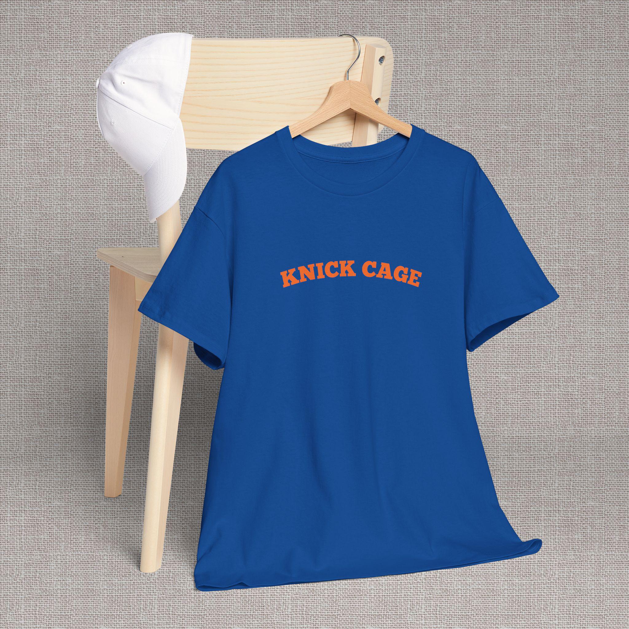 Knick Cage Tee Basketball Pun Ny Basketball Team Hoops Blue Orange Game Day Sports Fan (4)