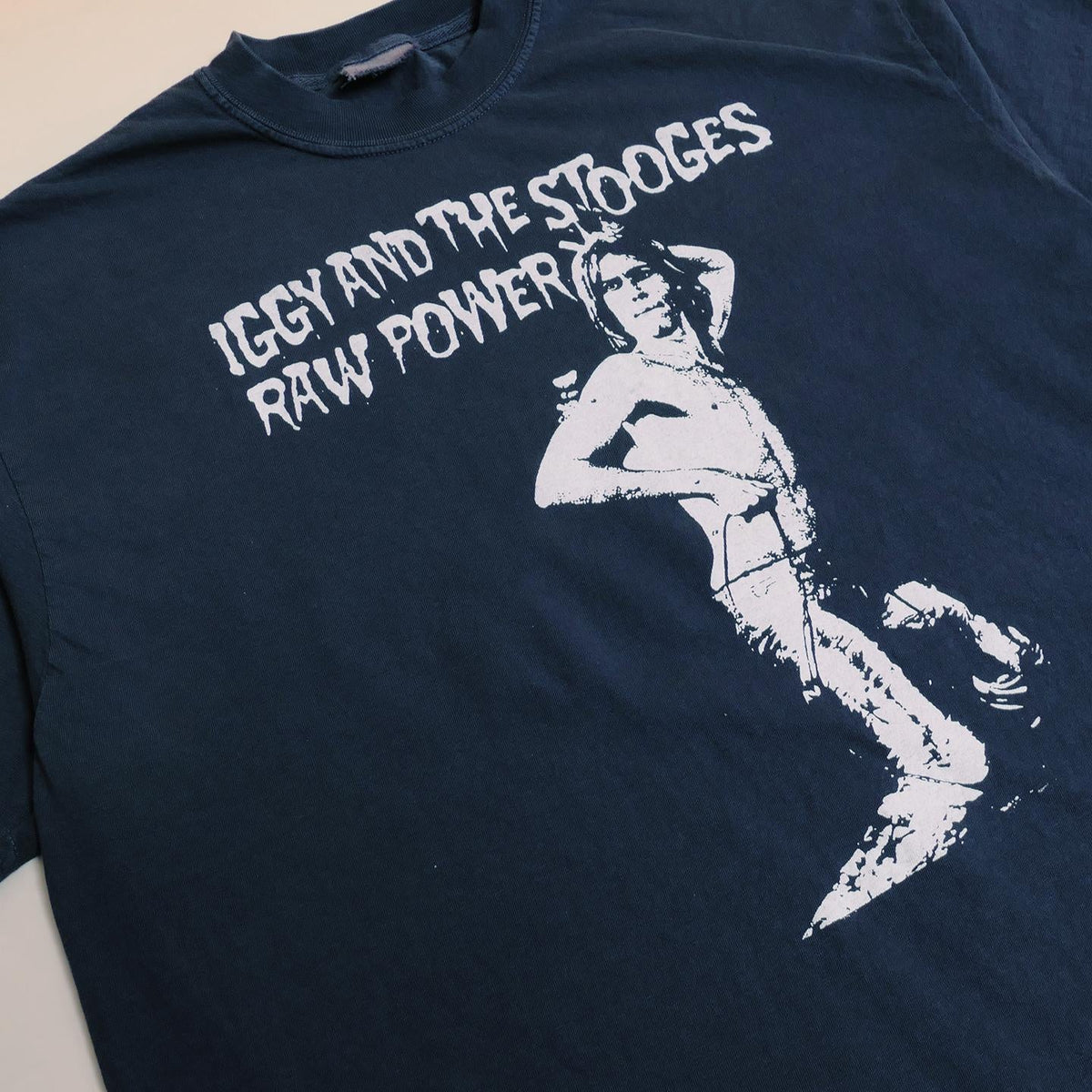 Iggy Pop Stooges Tee Raw Power Punk Band Proto Garage Psychedelic Post Punk Alternative Rock Indie Boxy Fit Faded Navy Xl (4)