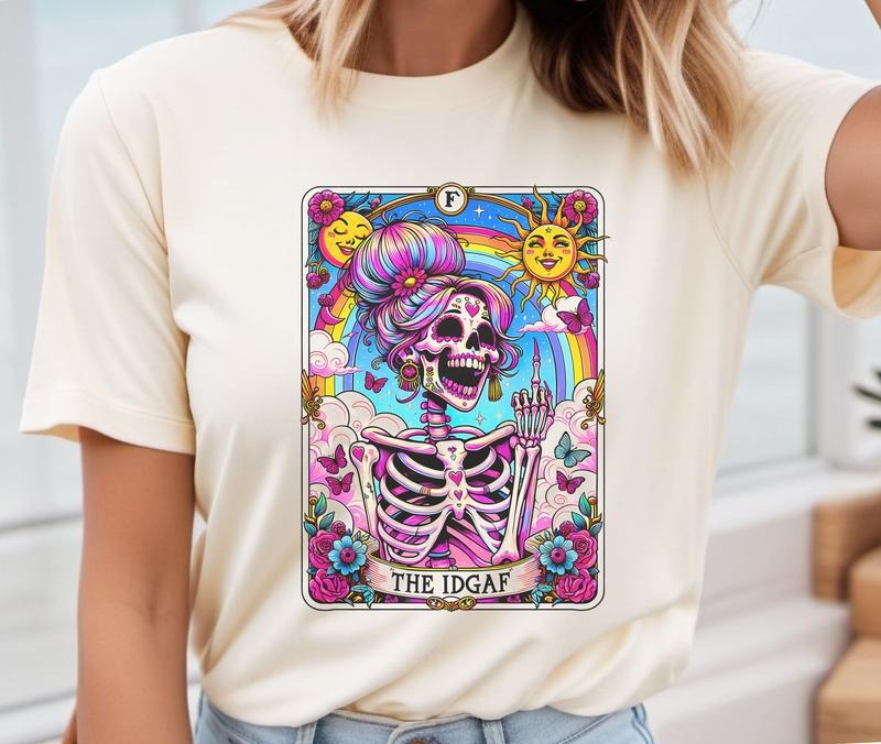 # 331 - The IDGAF Tarot Card Design - Print Unisex Crew neck Tee T-shirt Comfort Fabric Hoodie, Sweatshirt | HypeDripTees.com