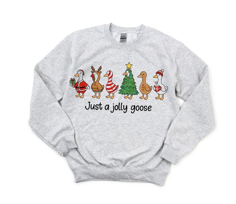 #381 - Just a Jolly Goose Christmas, Christmas Holiday Shirt Design, Tee T-shirt Shirt Print Unisex Crewneck Sweatshirt...