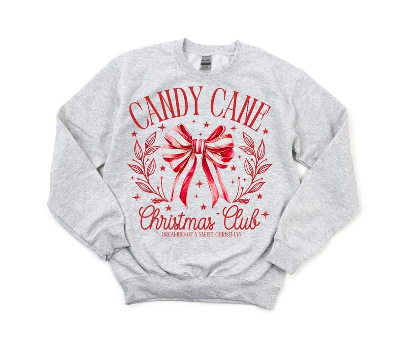 #388 - Candy Cane Christmas Club, Christmas Holiday Shirt Design, Tee T-shirt Shirt Print Unisex Crewneck Sweatshirt Hoodie