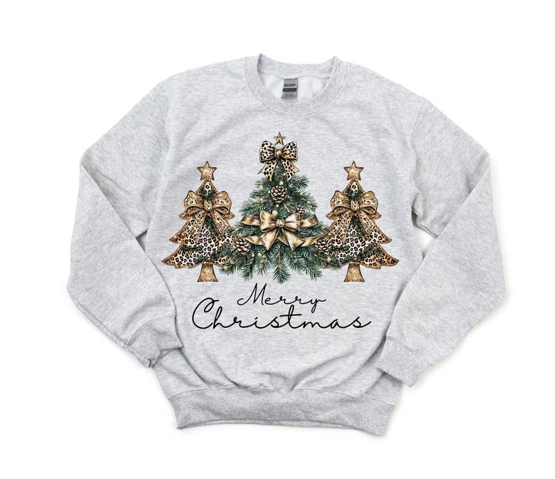 #392- Leopard Print Christmas Tree Christmas Holiday Shirt Design, Tee T-shirt Shirt Print Unisex Crewneck Sweatshirt Hoodie