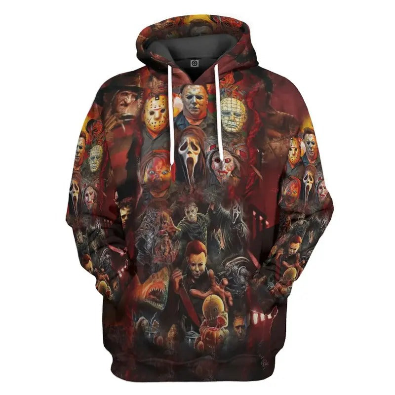 3D Halloween All Horror Movie Character Apparel Classic Menswear Sweatshirts Hoodie T-Shirts | HypeDripTees.com
