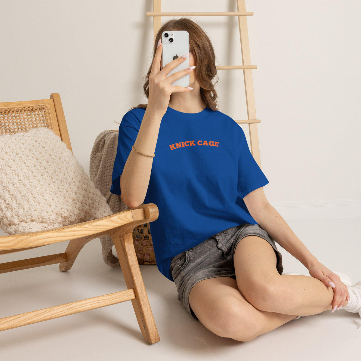 Knick Cage Tee Basketball Pun Ny Basketball Team Hoops Blue Orange Game Day Sports Fan (5)