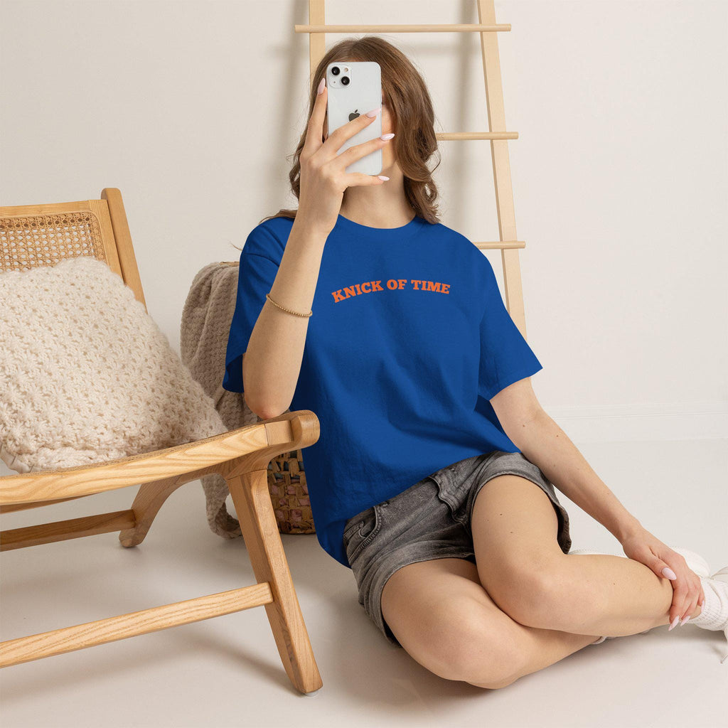 Knick Time Ny Basketball Pun Tee Sports Fan Blue Orange Game Day Retro Pop Culture (5)