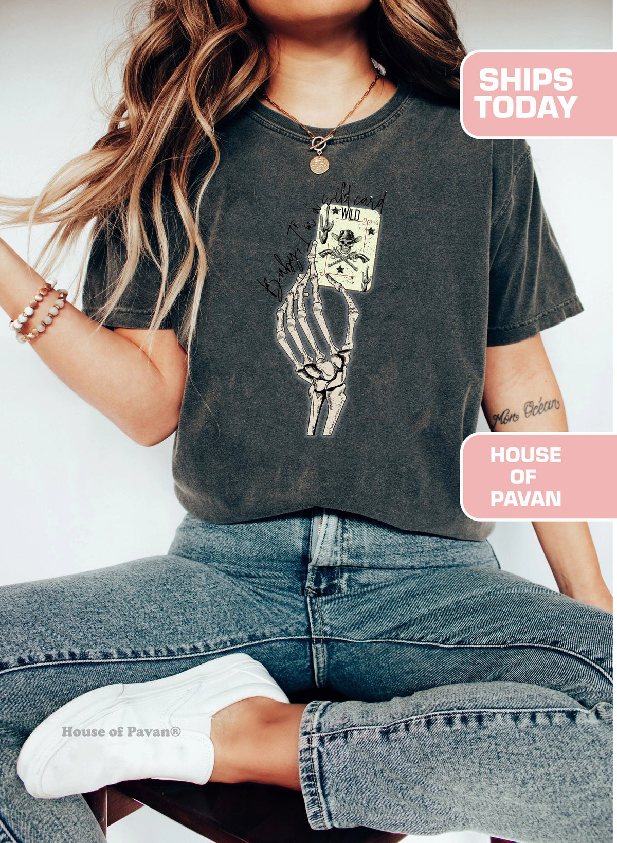 Wild Card Nashville Western Rodeo Tee Cowgirl Comfort Colors Oversized Vintage Boho Country Western Tee (5)