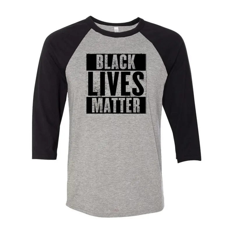 Black Lives Matter 3/4 Sleeve Raglan Baseball T-Shirt Casual Crewneck Hoodie, Sweatshirt | HypeDripTees.com