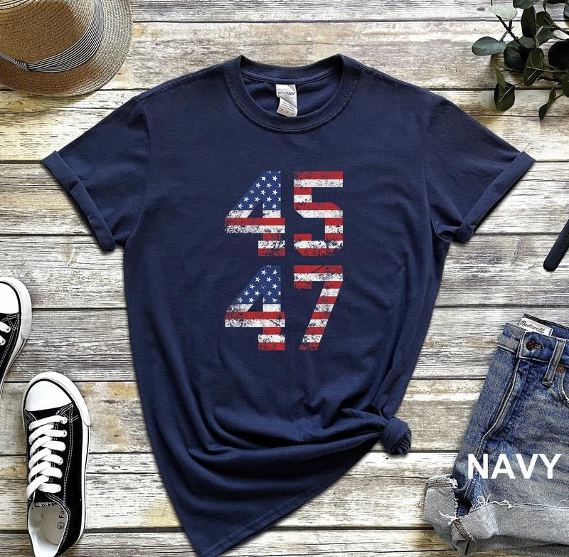 45/47 Shirt, Trump 2024 Gift Shirt, Trump Supporter Shirt Hoodie, Sweatshirt | HypeDripTees.com