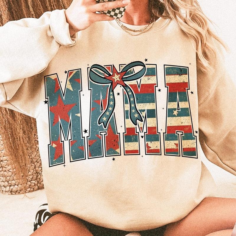 4Th Of July Mama Coquette Bow Shirt, American Girl Shirt, Mama Mini Shirt, Star And Stripe Shirt, Memorial Day Shirt, Usa...