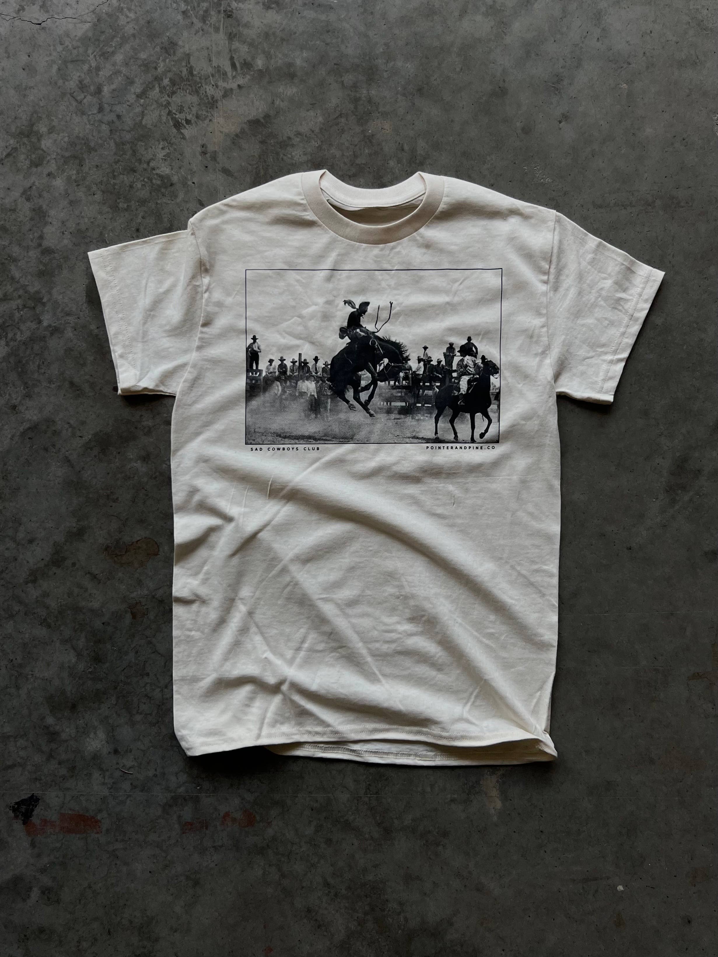 Rodeo Screen Printed Unisex Tee - Cream