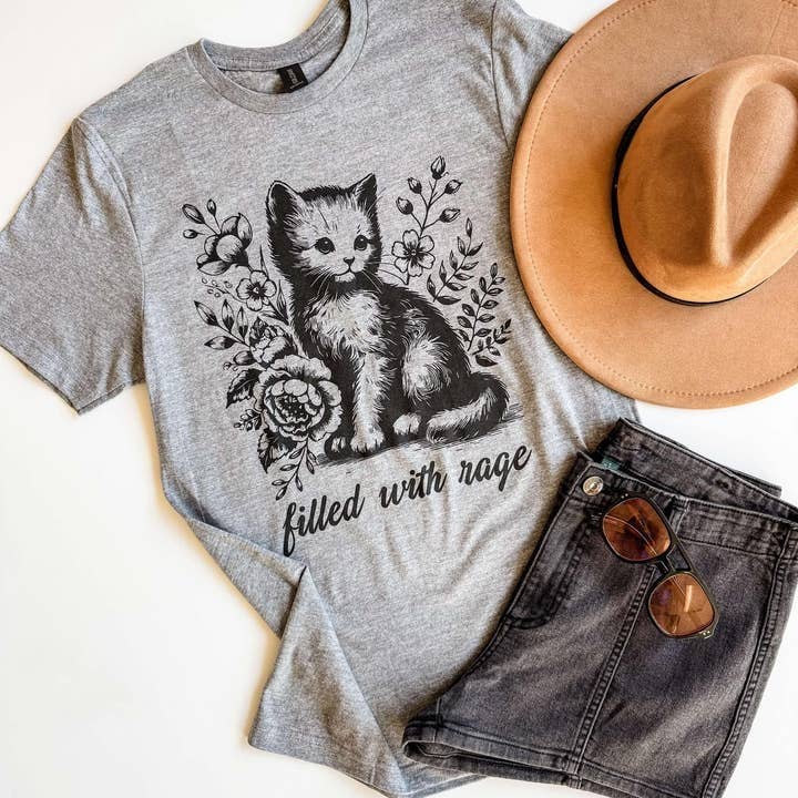 Cat Shirt, Filled with Rage Funny Graphic Tee, Graphic Shirt