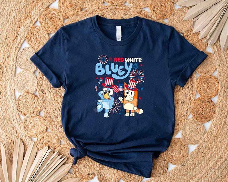4th Of July Family Matching Shirt, Bluey 4th Of July Shirt, 4th Of July Shirt, Fourth Of July Party Shirt, Bluey USA Tee,...